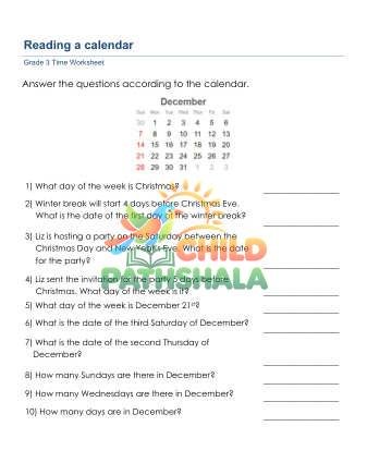 Preview of Calendar Reading D