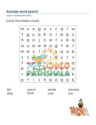 Preview of Animals Word Search Lowercase