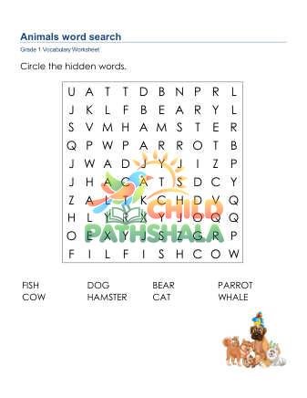 Preview of Animals Word Search Uppercase