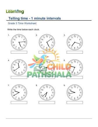 Telling Time 1 Minute Intervals E