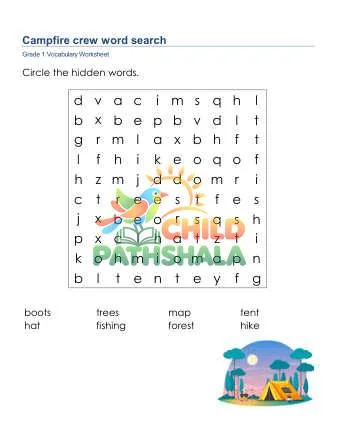 Preview of Campfire Crew Word Search Lowercase