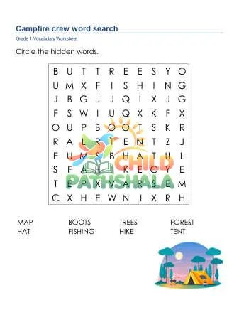 Preview of Campfire Crew Word Search Uppercase