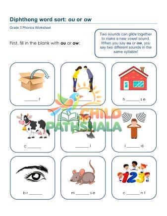 Diphthongs Arn Worksheet for Grade 3