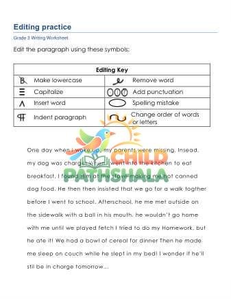 Editing Qou Worksheet for Grade 3