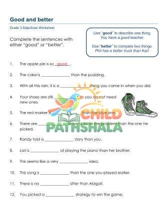 Good Better Worksheet for Grade 3