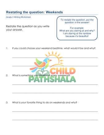 Restating The Question Jwq Worksheet for Grade 3