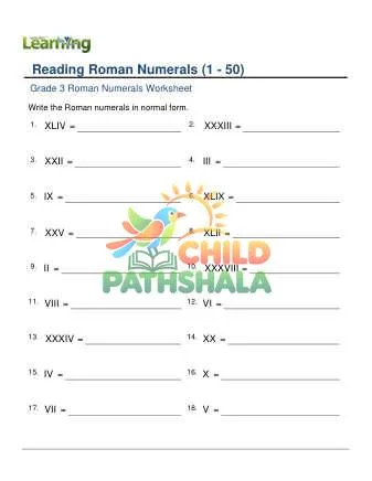 Preview of Roman Numerals Read 1 50