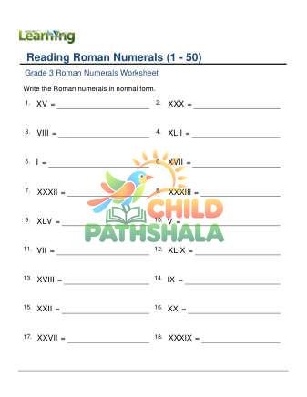 Roman Numerals Read 1 50 D