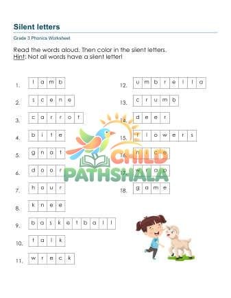 Silent Letters Worksheet for Grade 3