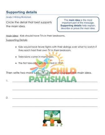 Supporting Details Eqw Worksheet for Grade 3