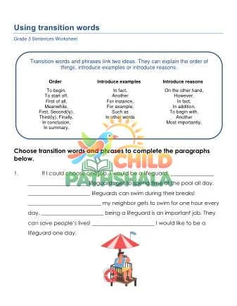 Preview of Transition Words Dxc