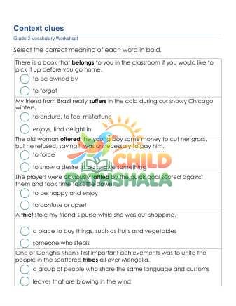 Preview of Words Context Clues 1
