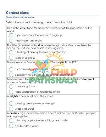Preview of Words Context Clues 2