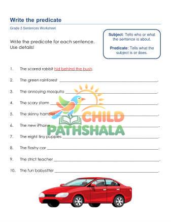 Preview of Write Subject Predicate Jsz