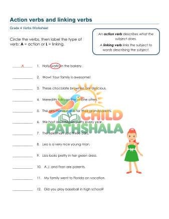 Preview of Action Linking Verbs B