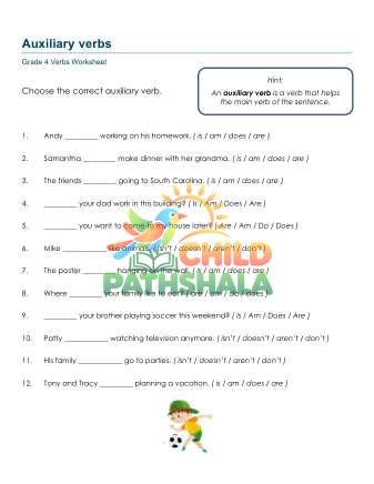 Auxiliary Verbs A Worksheet for Grade 4
