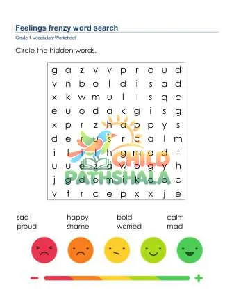 Preview of Feelings Frenzy Word Search Lowercase