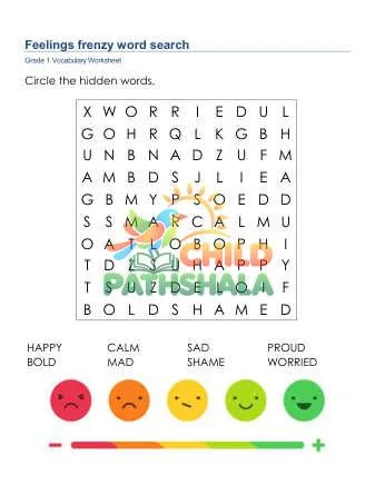 Preview of Feelings Frenzy Word Search Uppercase