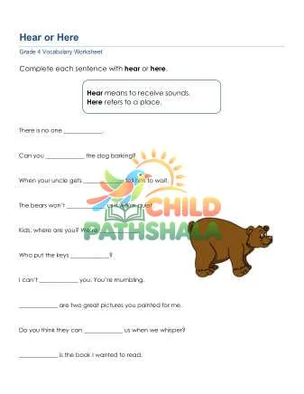 Preview of Hear Or Here Sentences