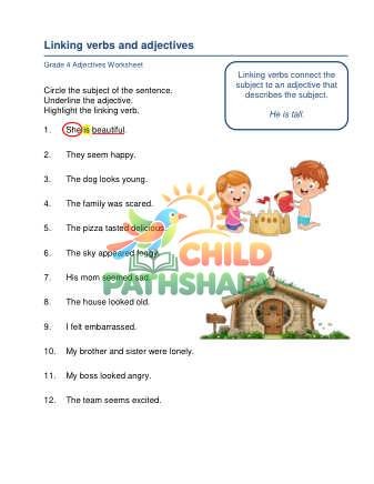 Preview of Linking Verbs Adjectives A