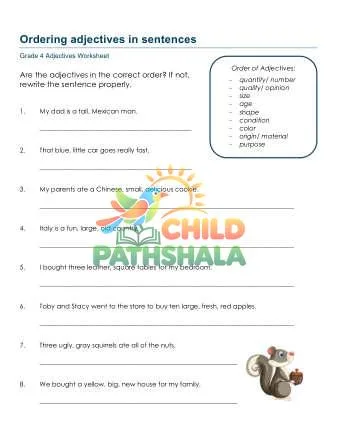 Preview of Order Adjectives Sentences