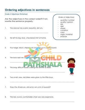 Order Adjectives Sentences B