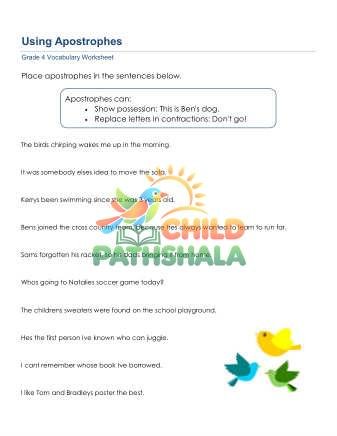 Preview of Possessive Contraction Apostrophes Sentences 2