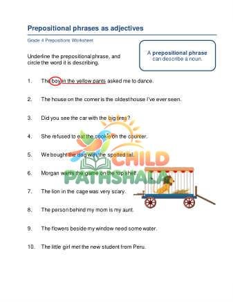 Preview of Prepositional Phrases Adjectives A
