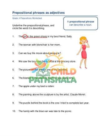 Preview of Prepositional Phrases Adjectives B