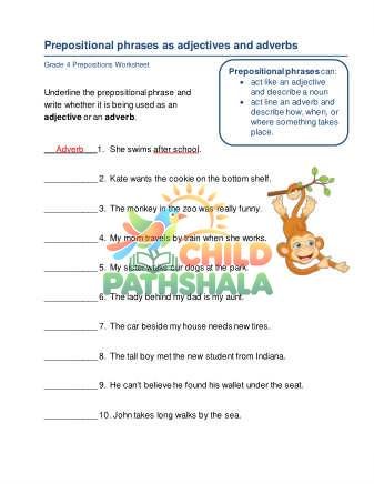 Preview of Prepositional Phrases Adjectives Adverbs B