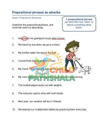 Prepositional Phrases Adverbs A