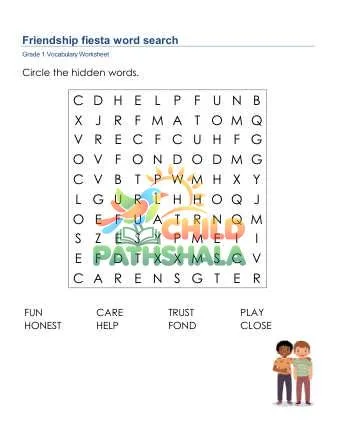 Preview of Friendship Fiesta Word Search Uppercase