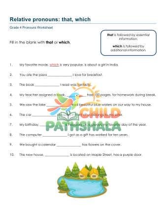Preview of Relative Pronouns That Which B