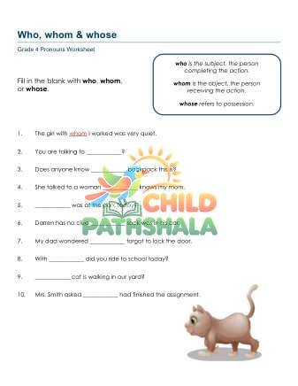 Preview of Relative Pronouns Who Whom Whose B