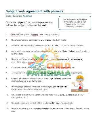 Preview of Subject Verb Agreement Phrases