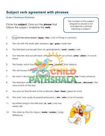 Preview of Subject Verb Agreement Phrases B