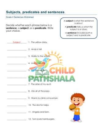 Preview of Subjects Predicates Sentences A