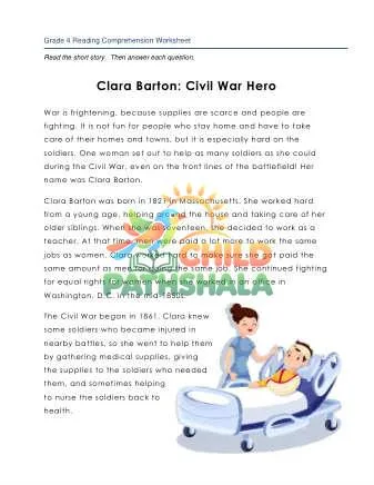 Preview of 4 Reading Clara Barton