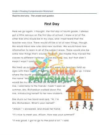 Preview of 4 Reading First Day