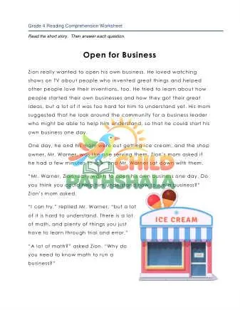 Preview of 4 Reading Open For Business