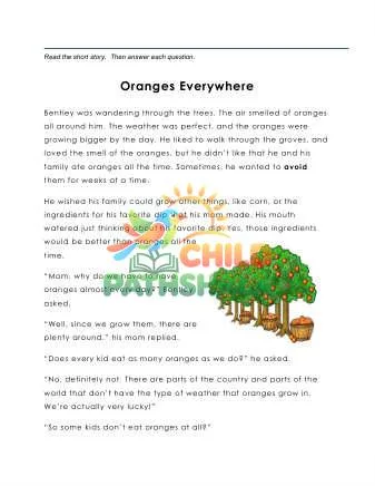 Preview of 4 Reading Oranges Everywhere