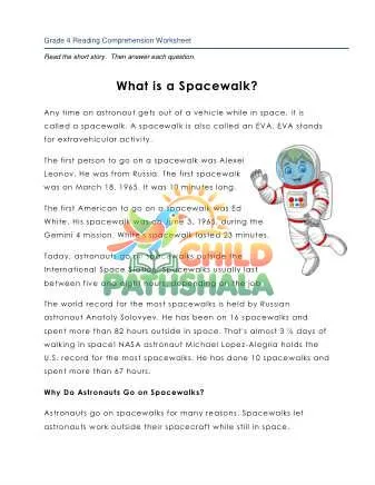 Preview of 4 Reading Spacewalk