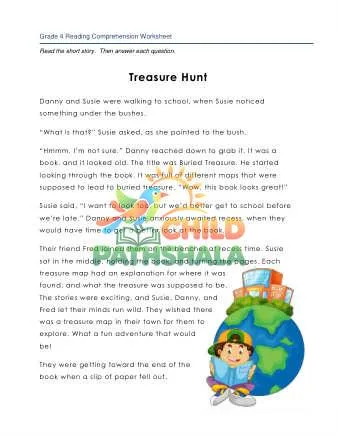 Preview of 4 Reading Treasure Hunt