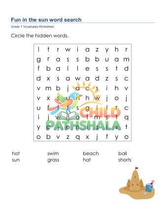 Preview of Fun In The Sun Word Search Lowercase