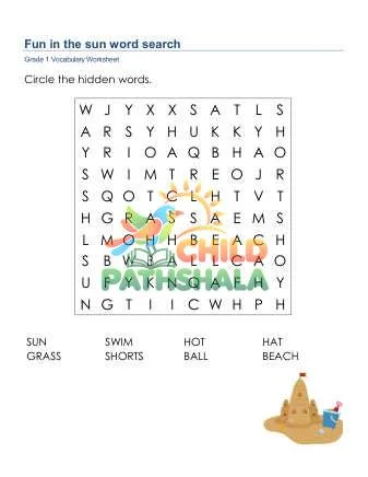 Preview of Fun In The Sun Word Search Uppercase
