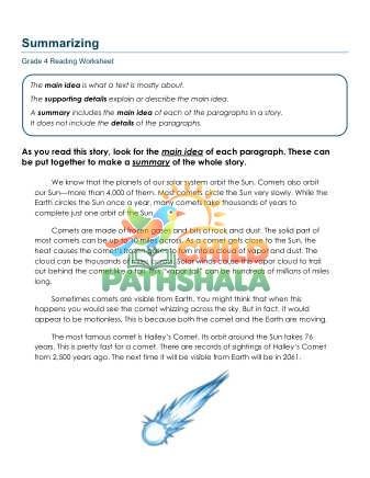 Main Idea E Worksheet for Grade 4