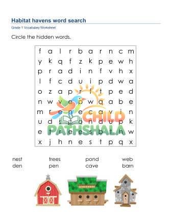 Preview of Habitat Havens Word Search Lowercase