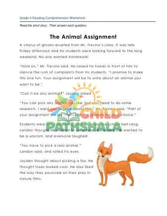 Preview of Story Animal Assignment
