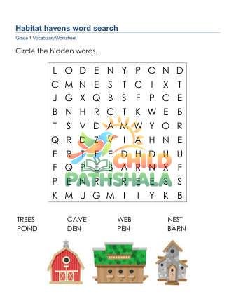 Preview of Habitat Havens Word Search Uppercase