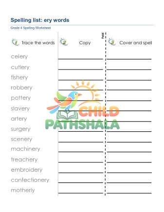 Preview of Spelling List Ery Words